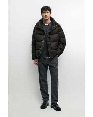 MASSIMO DUTTI Chaqueta Plumífero Cuello Subido 100% Lana - Negro