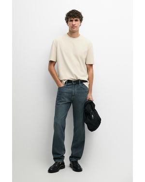 MASSIMO DUTTI Contrast Neck Short Sleeve T-Shirt - Blue