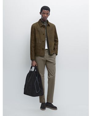 MASSIMO DUTTI Cotton Blend Slim Fit Trousers - Green
