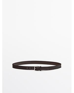 MASSIMO DUTTI Riem Van Nappaleer Met Vierkante Gesp - Wit