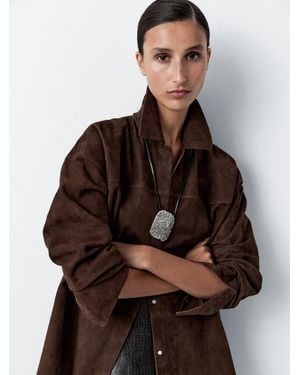 MASSIMO DUTTI Collar Medallón Textura - Marrón