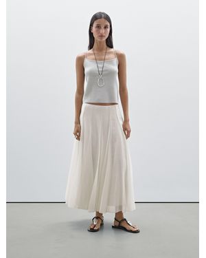 MASSIMO DUTTI Falda Larga Organza Detalle Godet - Blanco
