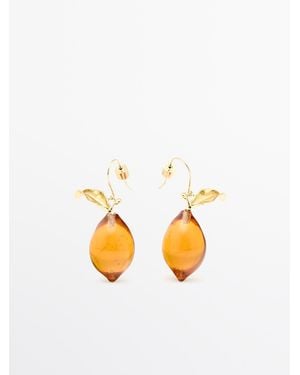 MASSIMO DUTTI Mini Glass Lemon Earrings - White
