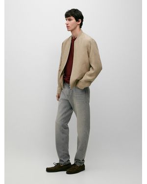 MASSIMO DUTTI Linen Bomber Jacket - White