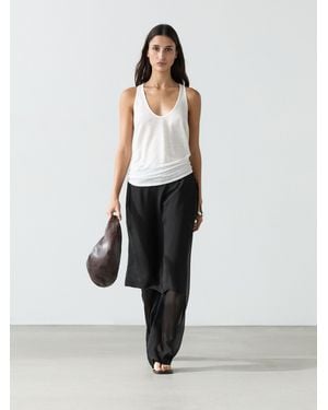MASSIMO DUTTI 100% Silk Skirt Over Trousers - Black