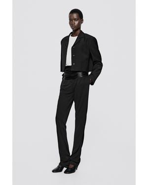 MASSIMO DUTTI Americana Corta Con Lana - Negro