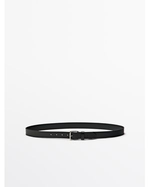 MASSIMO DUTTI Riem Van Nappaleer Met Vierkante Gesp - Wit