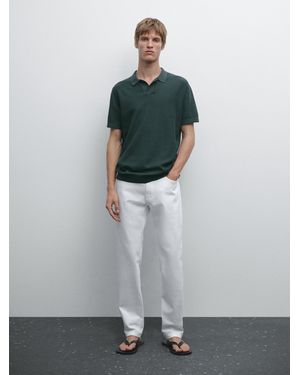 MASSIMO DUTTI Maglia Con Collo A Polo 100% Cotone - Grigio