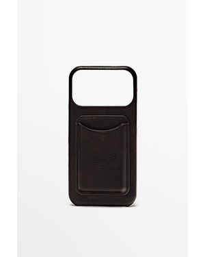 MASSIMO DUTTI Nappa Leather Iphone 17 Pro Max Case - Black