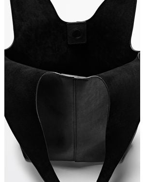 MASSIMO DUTTI Bolso Shopper Piel Napa - Blanco