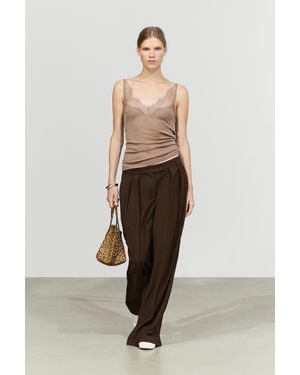 MASSIMO DUTTI Strappy Lace-Trimmed Camisole Top - White