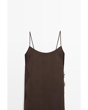 MASSIMO DUTTI Lace Detail Slip Dress Total Look - Brown