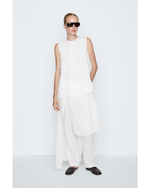 MASSIMO DUTTI Flowing Striped Cape Top - White