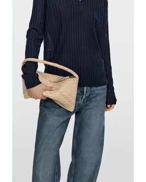 MASSIMO DUTTI Small Braided Leather Shoulder Bag - Blue