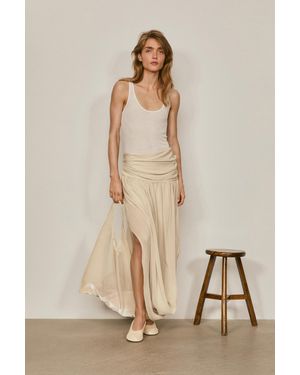 MASSIMO DUTTI Midi Skirt With Corset Belt Detail - Natural