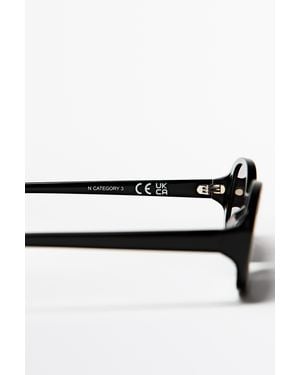 MASSIMO DUTTI 90S-Style Rounded Sunglasses - White