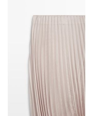 MASSIMO DUTTI Falda Midi Plisada Bajo Abullonado - Neutro