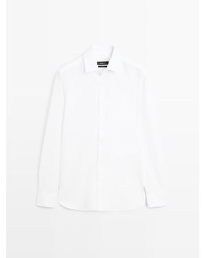 MASSIMO DUTTI Regular Fit Overhemd Met Structuur - Wit
