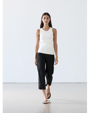 MASSIMO DUTTI Cotton Blend Halter Top - White