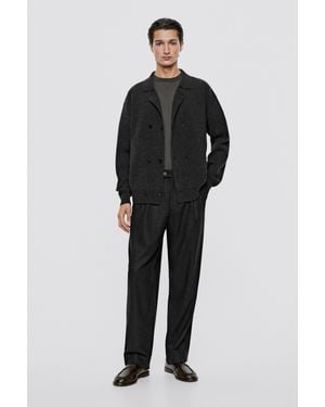 MASSIMO DUTTI Pleated Trousers - Black