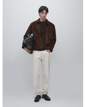 MASSIMO DUTTI Jacke Aus Leder Und Wildleder - Mehrfarbig