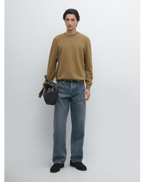 MASSIMO DUTTI Knit Wool Jumper With Crew Neck - Blue