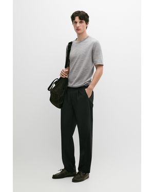 MASSIMO DUTTI Short Sleeve Wool Blend T-Shirt - Grey