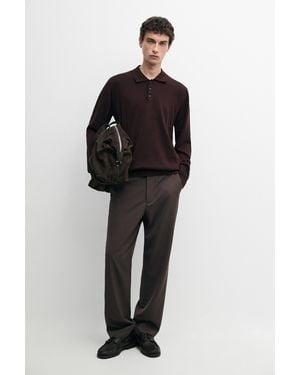 MASSIMO DUTTI 100% Cotton Knit Polo Jumper - Black
