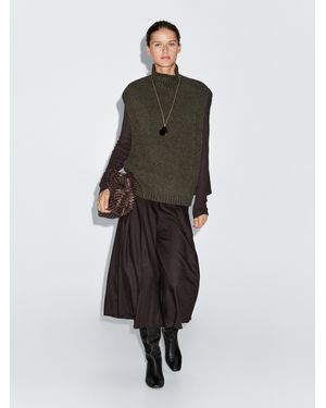 MASSIMO DUTTI Sleeveless High Neck Jumper - White