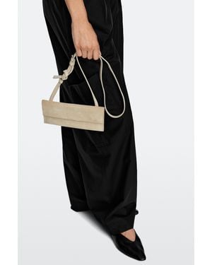 MASSIMO DUTTI Suede Leather Shoulder Bag - Natural