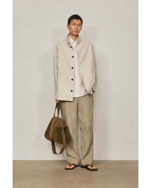 MASSIMO DUTTI Linen High Neck Jacket - Natural