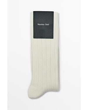 MASSIMO DUTTI Chaussettes Côtelées En Mélange De Cachemire - Blanc