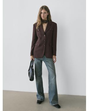 MASSIMO DUTTI Blazer With Pockets And Lapel Collar - Black