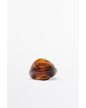 MASSIMO DUTTI Bague Ronde En Verre Volumineuse - Blanc