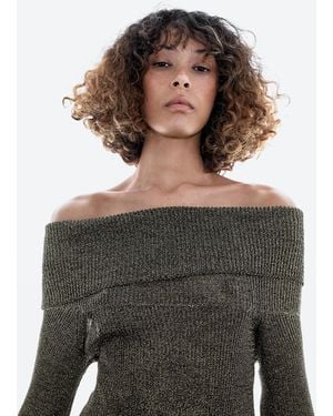MASSIMO DUTTI Schulterfreier Strickpullover Mit Metallic-Finish - Natur