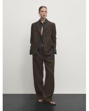 MASSIMO DUTTI Americana Traje Dos Botones Lino - Multicolor
