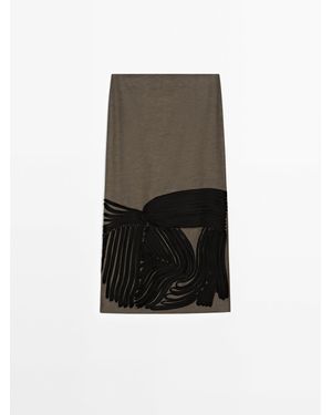 MASSIMO DUTTI Halflange Rok Met Contrasterende Biezen - Meerkleurig