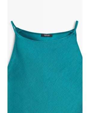 MASSIMO DUTTI Flowing Satin Midi Dress - Blue