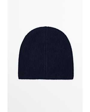 MASSIMO DUTTI Gorro Punto 100% Cashmere - Azul