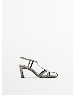 MASSIMO DUTTI Gehakte Sandaal Met Print - Wit