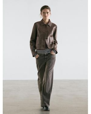 MASSIMO DUTTI Suede Leather Jacket - Brown