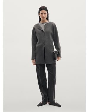 MASSIMO DUTTI Cardigan Long Col Rond - Gris