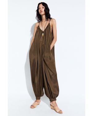 MASSIMO DUTTI Fließende Pumphose Als Jumpsuit - Braun