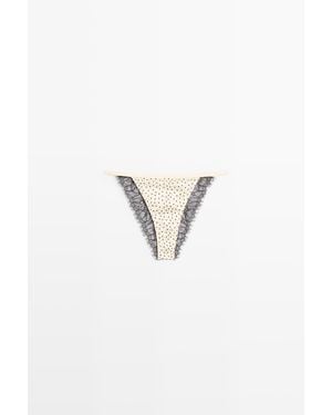 MASSIMO DUTTI Bikinibroekje Met Stippen En Kanten Detail - Meerkleurig