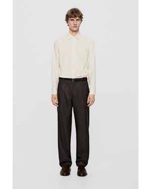 MASSIMO DUTTI Regular Fit Cotton-Blend Shirt - White