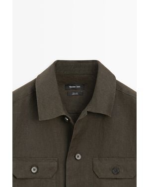 MASSIMO DUTTI Linen Overshirt With Pockets, Total Look - Multicolour