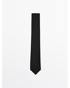 MASSIMO DUTTI Cotton And Silk Blend Twill Tie - White