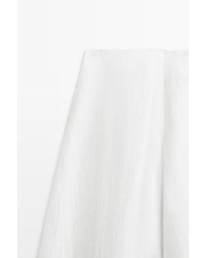 MASSIMO DUTTI Linen Blend Palazzo Pants - White