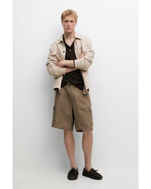 MASSIMO DUTTI Bermuda Cargo 100% Lino - Neutro