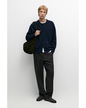 MASSIMO DUTTI Cardigan En Maille 100 Laine À Poches - Bleu